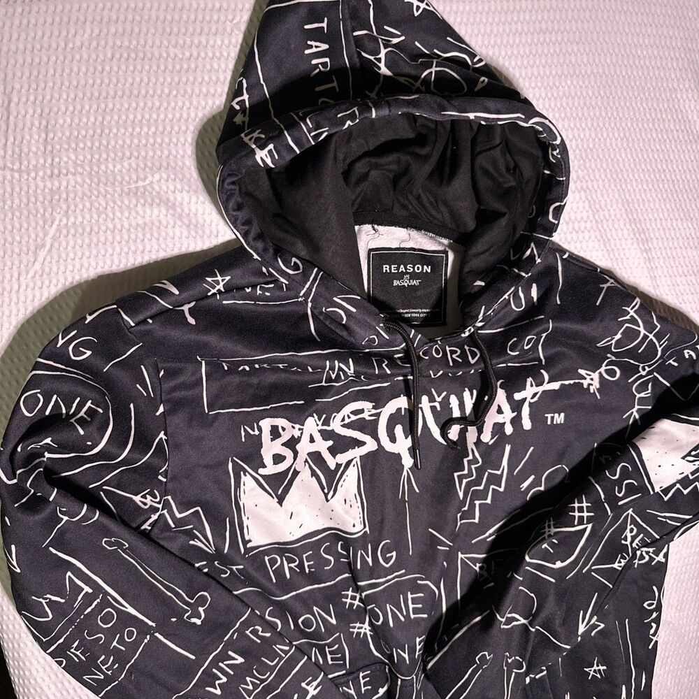 Reason Hoodie Sweatshirt Mens large Street Art Basquiat Graffiti black